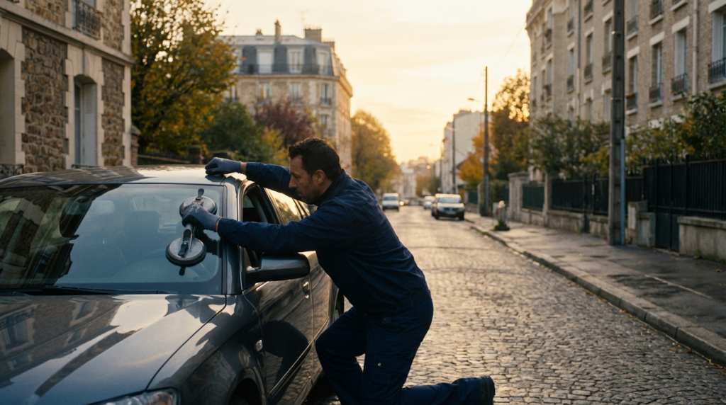 Remplacement pare-brise avec franchise offerte : cas client en Île-de-France