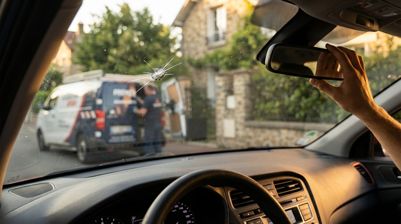 Impact pare-brise dans le champ de vision : que dit la loi ?