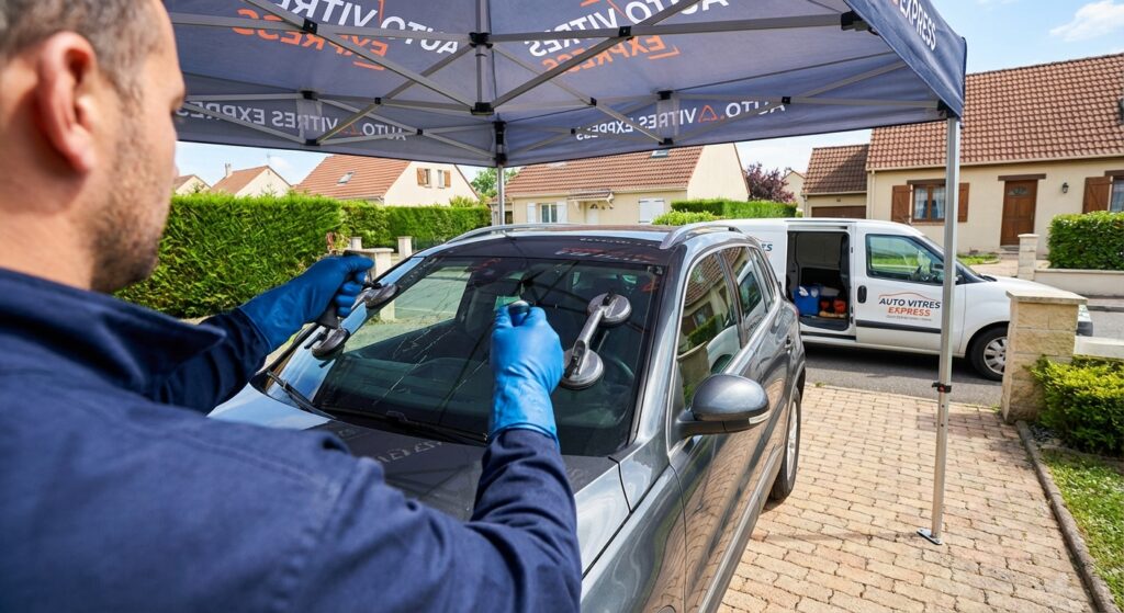 Remplacement de pare-brise en cours Île-de-France