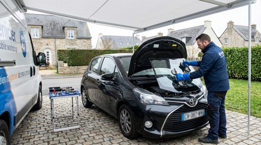 Remplacement de pare-brise en cours Île-de-France