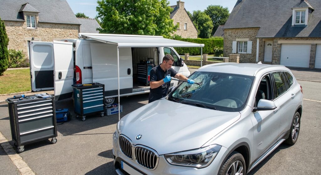 Remplacement de pare-brise en cours Île-de-France