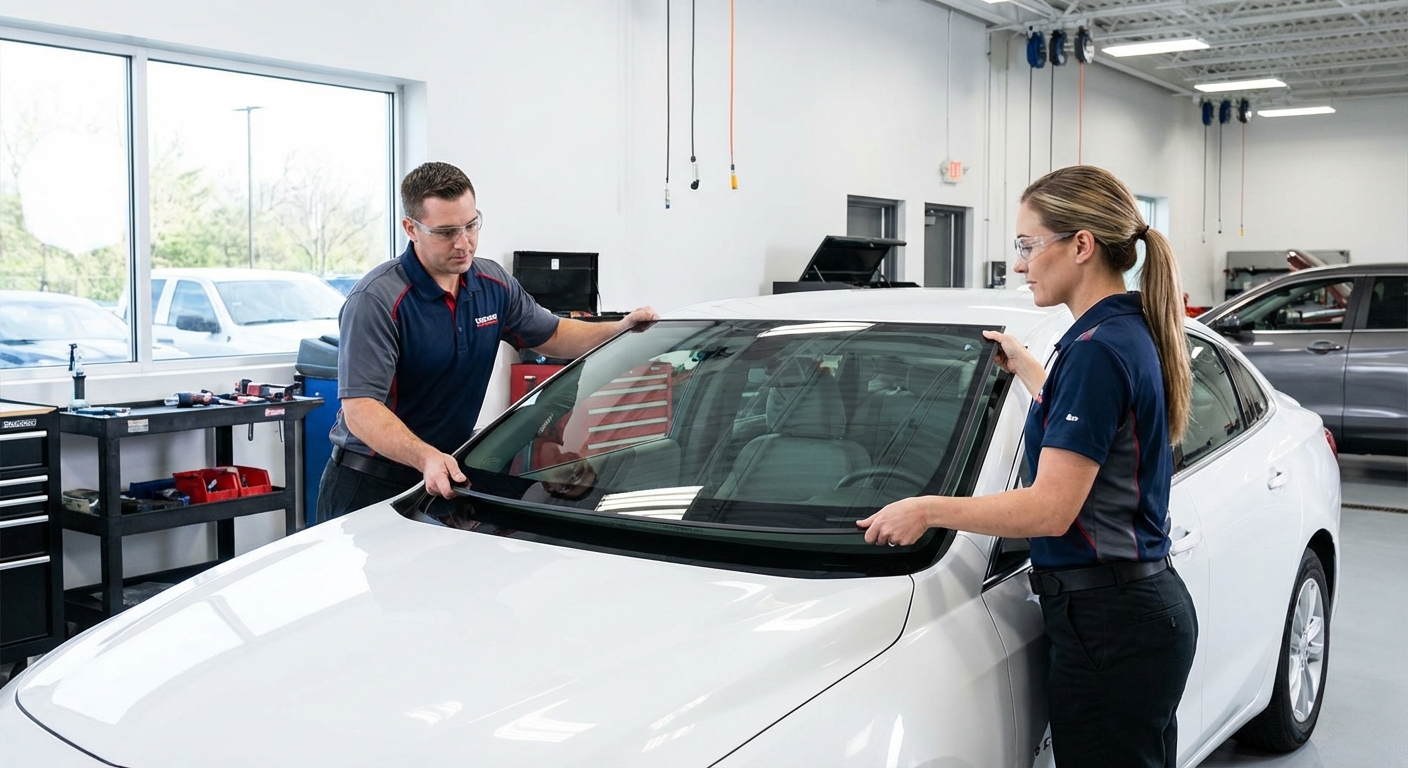 Équipe de techniciens vitrage automobile
