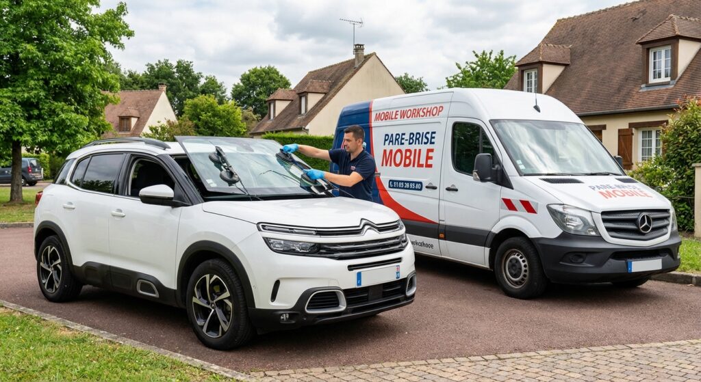 Remplacement de pare-brise en cours Île-de-France