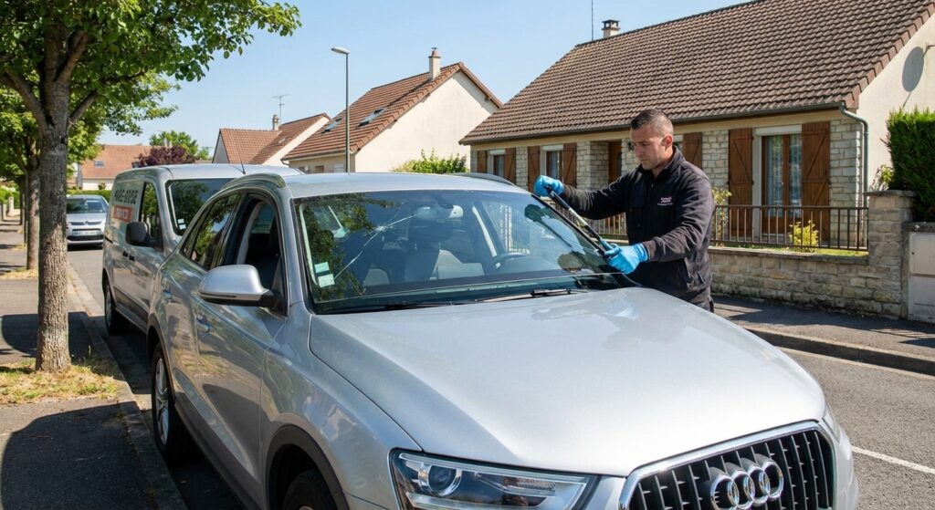 Remplacement de pare-brise en cours Chanteloup-les-Vignes