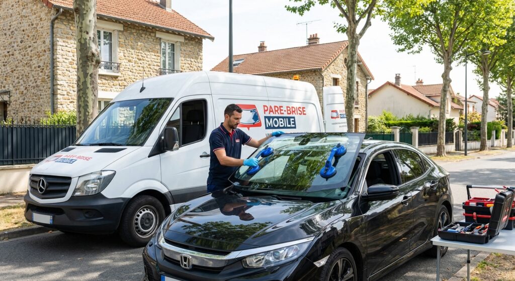 Remplacement de pare-brise en cours Île-de-France
