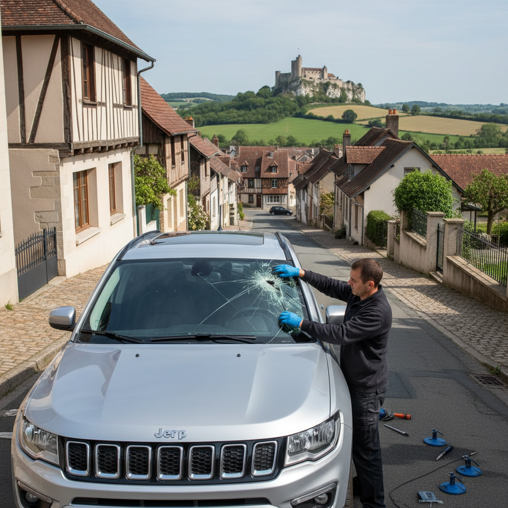Remplacement de pare-brise en cours Les Andelys