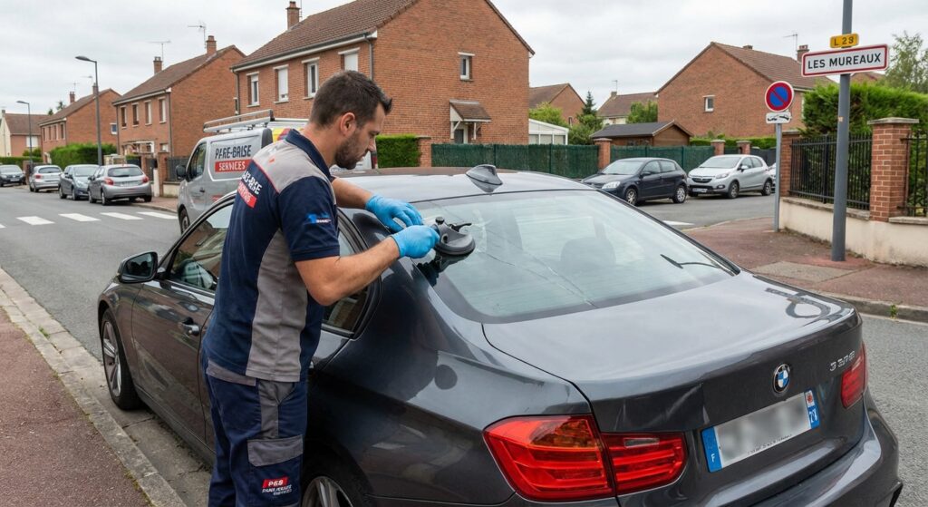 Remplacement de pare-brise en cours Les Mureaux