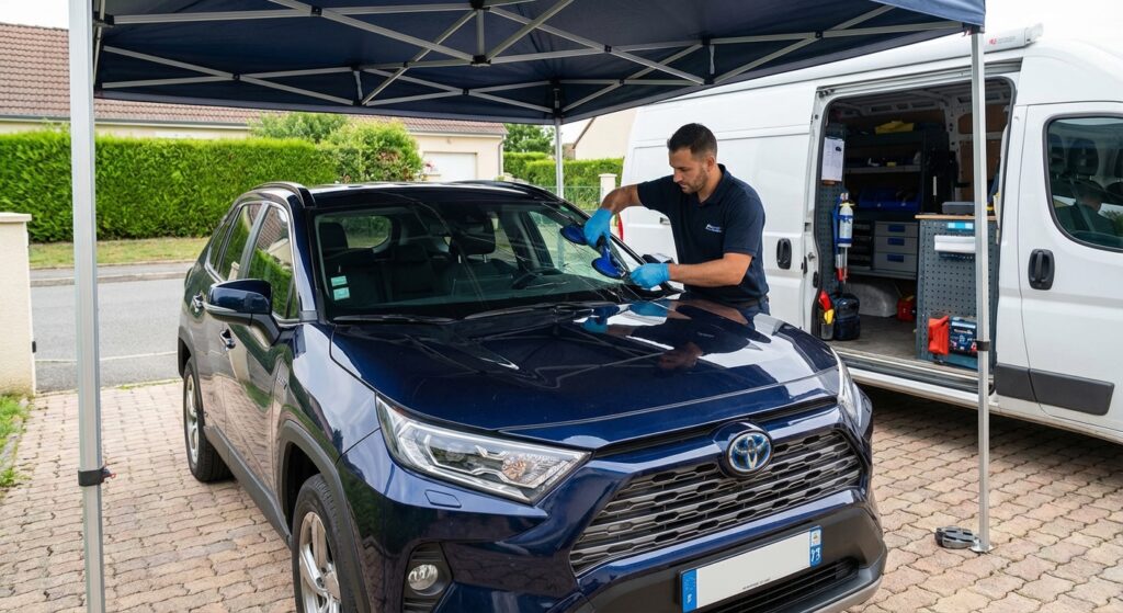 Remplacement de pare-brise en cours Île-de-France