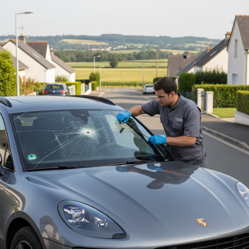 Remplacement de pare-brise en cours Val-de-Reuil