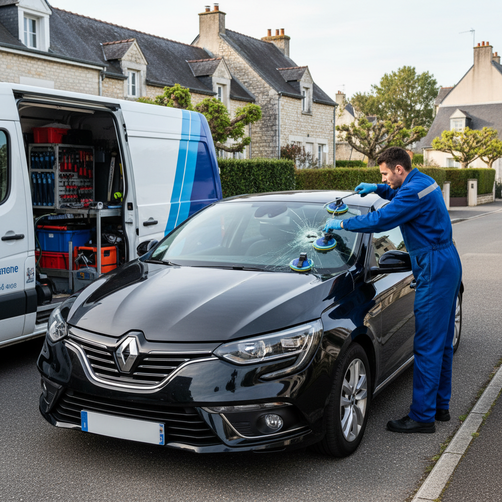 Remplacement de pare-brise en cours Île-de-France