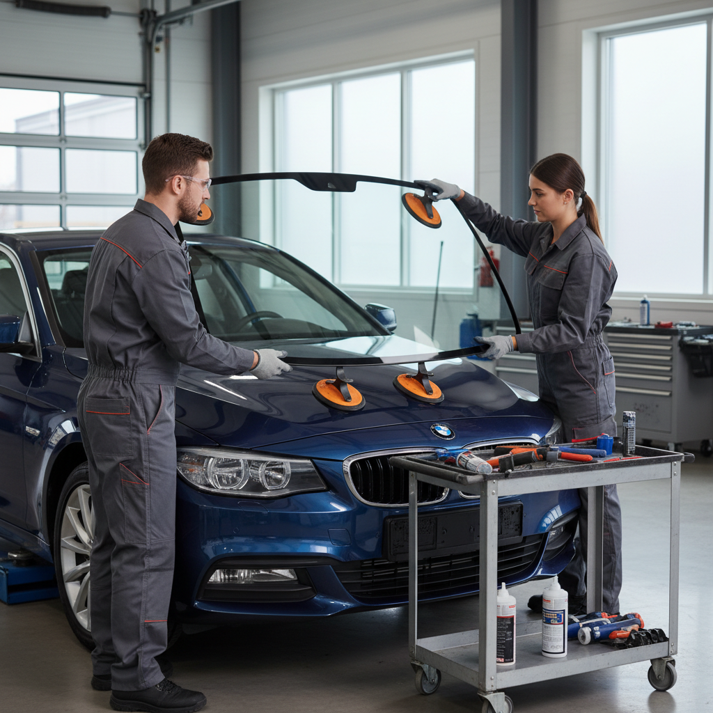 Équipe de techniciens vitrage automobile