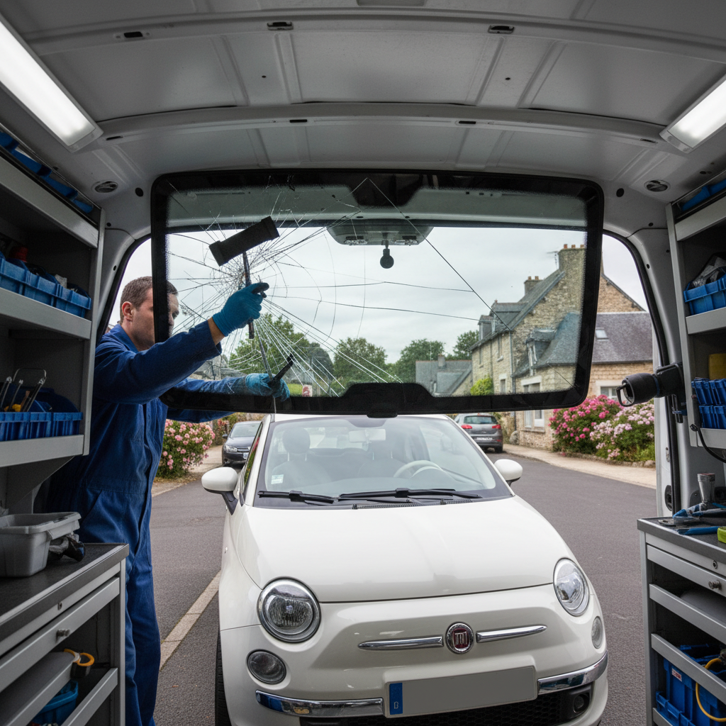 Remplacement de pare-brise en cours Île-de-France