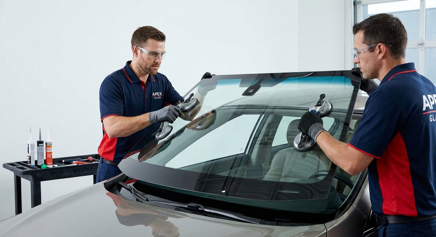 Équipe de techniciens vitrage automobile