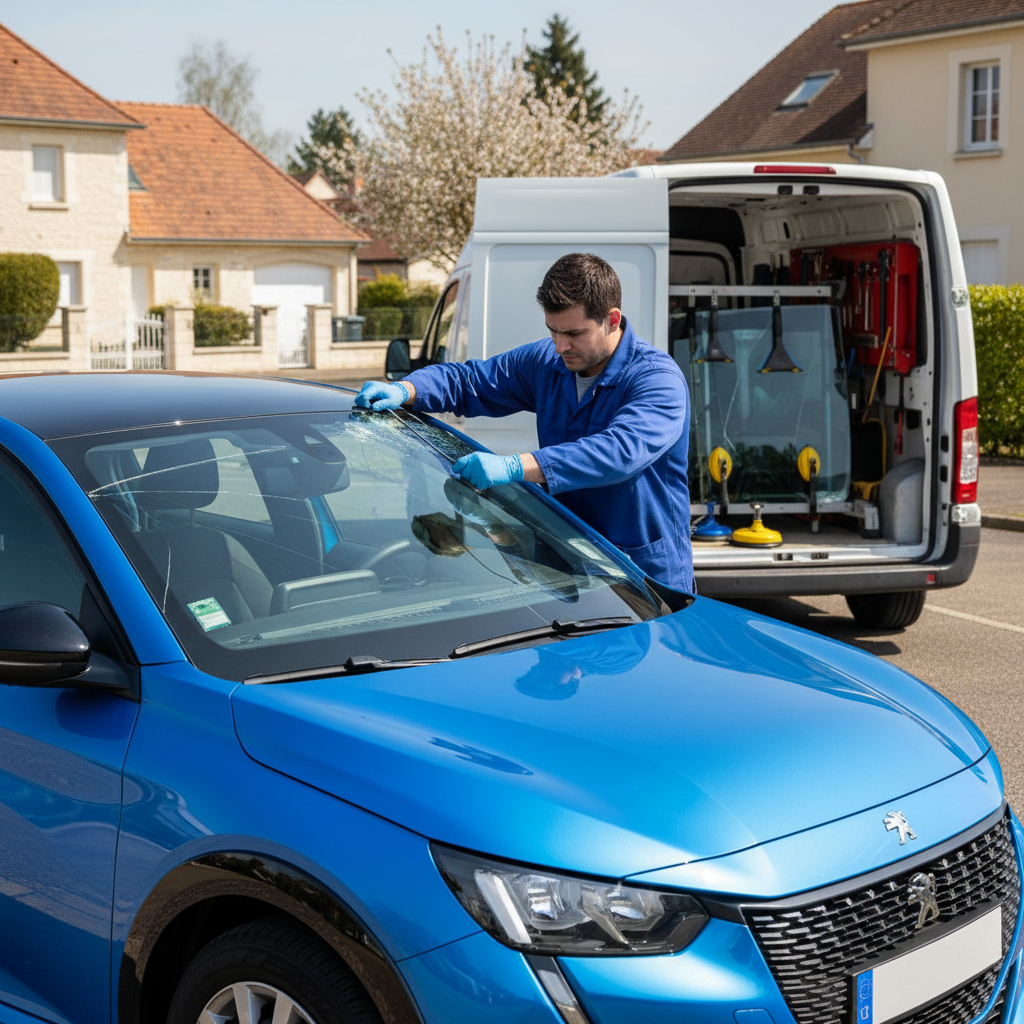 Remplacement de pare-brise en cours Île-de-France