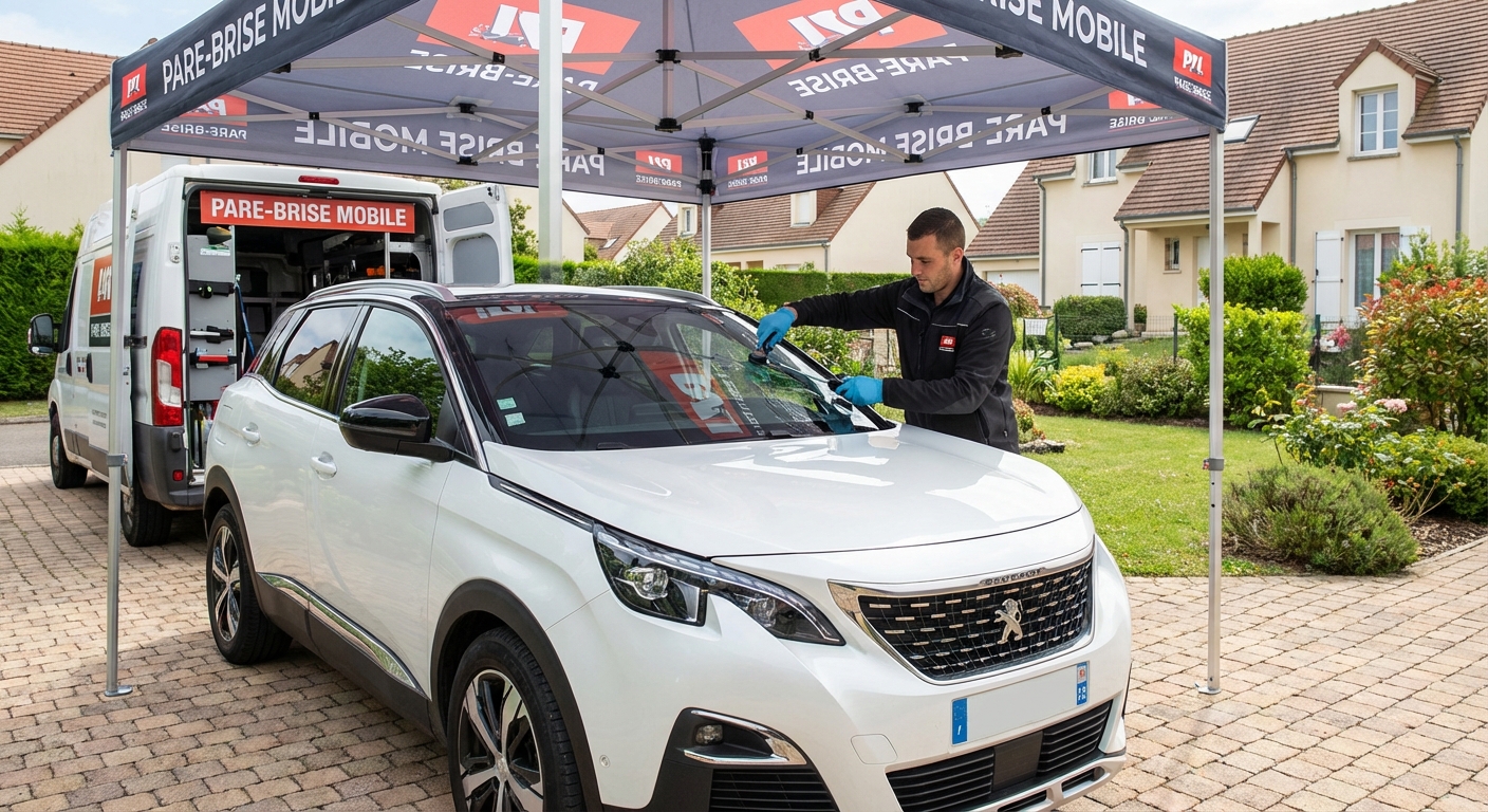 Remplacement de pare-brise en cours Île-de-France