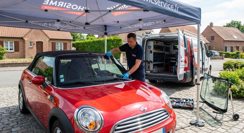 Remplacement de pare-brise en cours Île-de-France